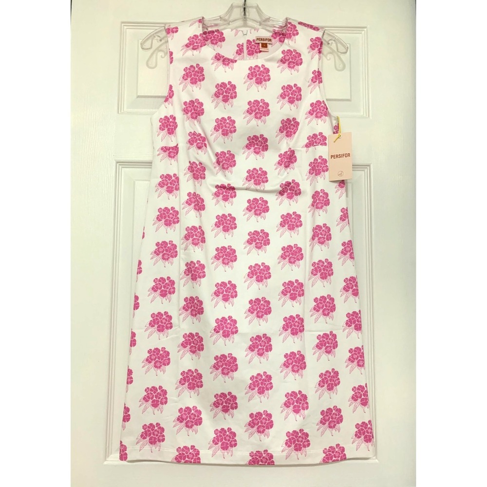 NWT Persifor Margot Stretch Cotton Shift Dress Small 0 2 4 Pink Verbena‎ Floral